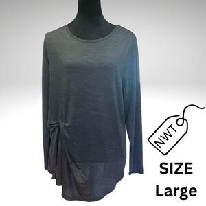 DG2 by Diane Gilman Charcoal Long Sleeve Top, Size Large